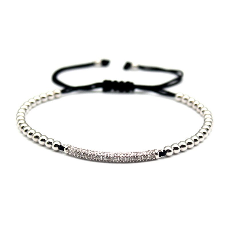 Pulseiras masculinas de zircônia cúbica com berloque de cordão zircônia cúbica famosa micro pave bracelete preto para macrame