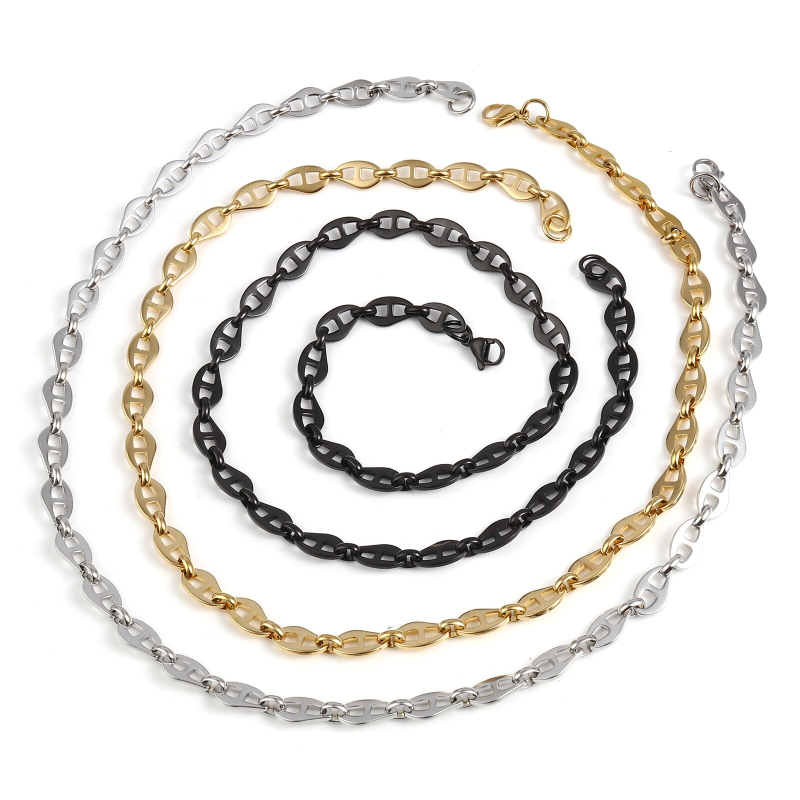 Collier en acier inoxydable, 1 pièce, breloques de nez de cochon, chaînes métalliques creuses multicolores, collier pour femmes et hommes, bijoux de 50.5cm de long
