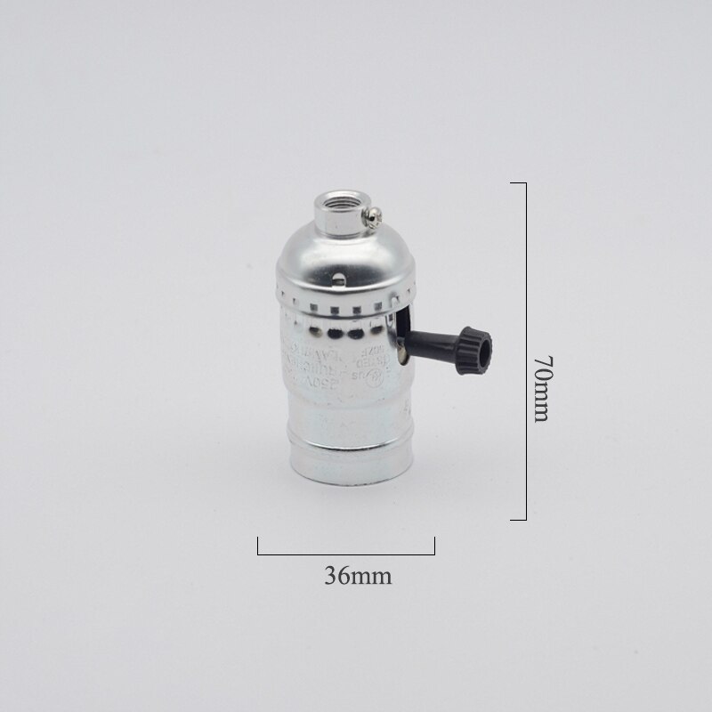 Vintage lampe sokkel montering  e27 fatninger base diy led lampe holder belysning tilbehør til lysekroner pære fatning: Sølv med afbryder