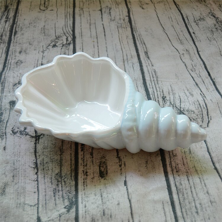 Platos creativos de cerámica con forma de concha blanca para aperitivos, fruta, pastel, caramelo, ensalada, vajilla de porcelana, vajilla de decoración: Verde claro