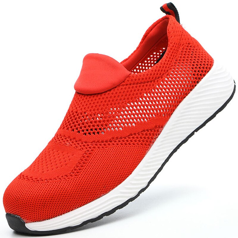 Lederen Veiligheidsschoenen Mannen Stalen Neus Schoenen Anti-Smash Anti-Lek Werkschoenen Waterdichte Mannen Schoenen Anti-brandwonden Industriële Schoenen: red mesh / 38