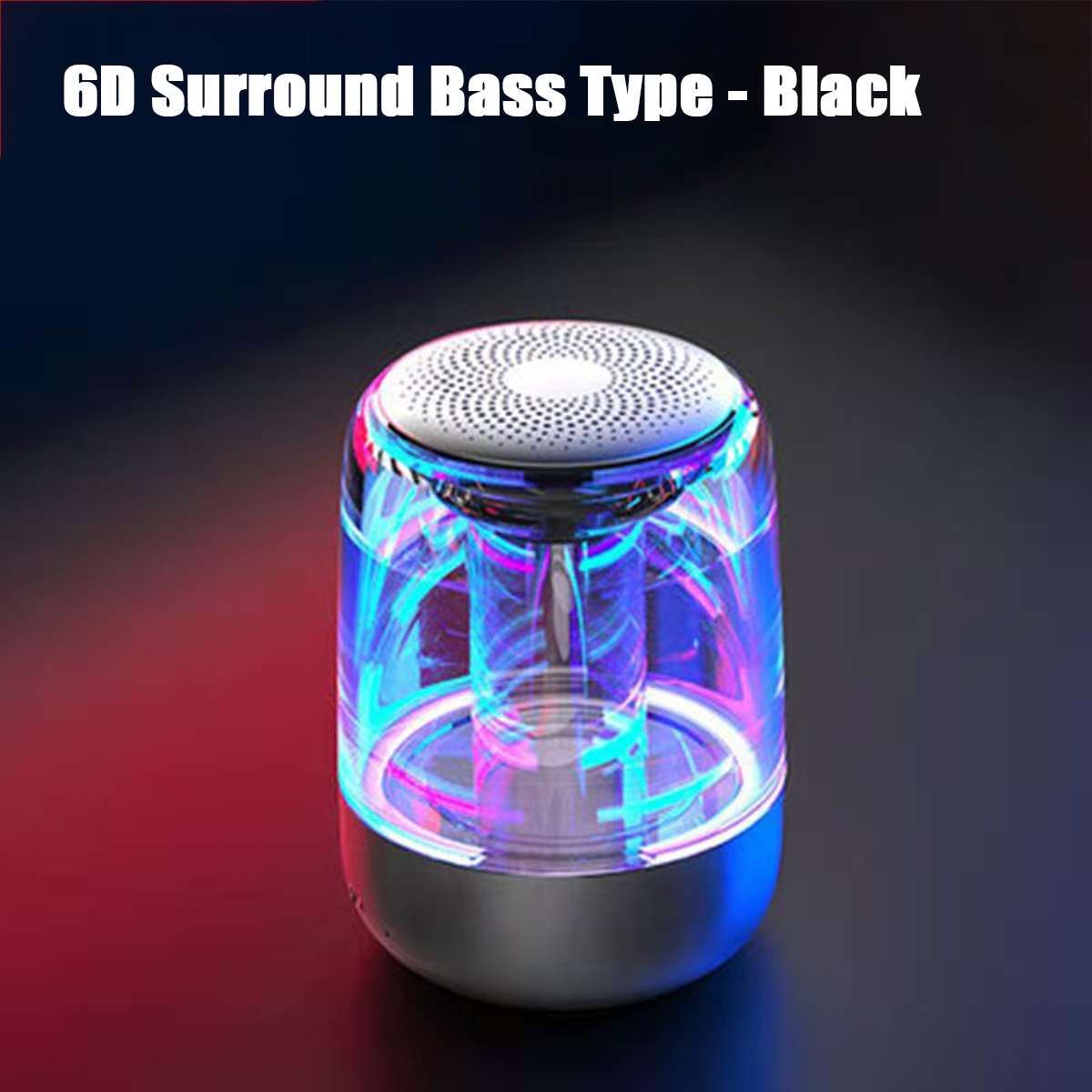 Bluetooth Wireless Speakers Waterproof Stereo Column Portable Bass Subwoofer Speaker Colorful Light Support TF Card with Mic: Black B