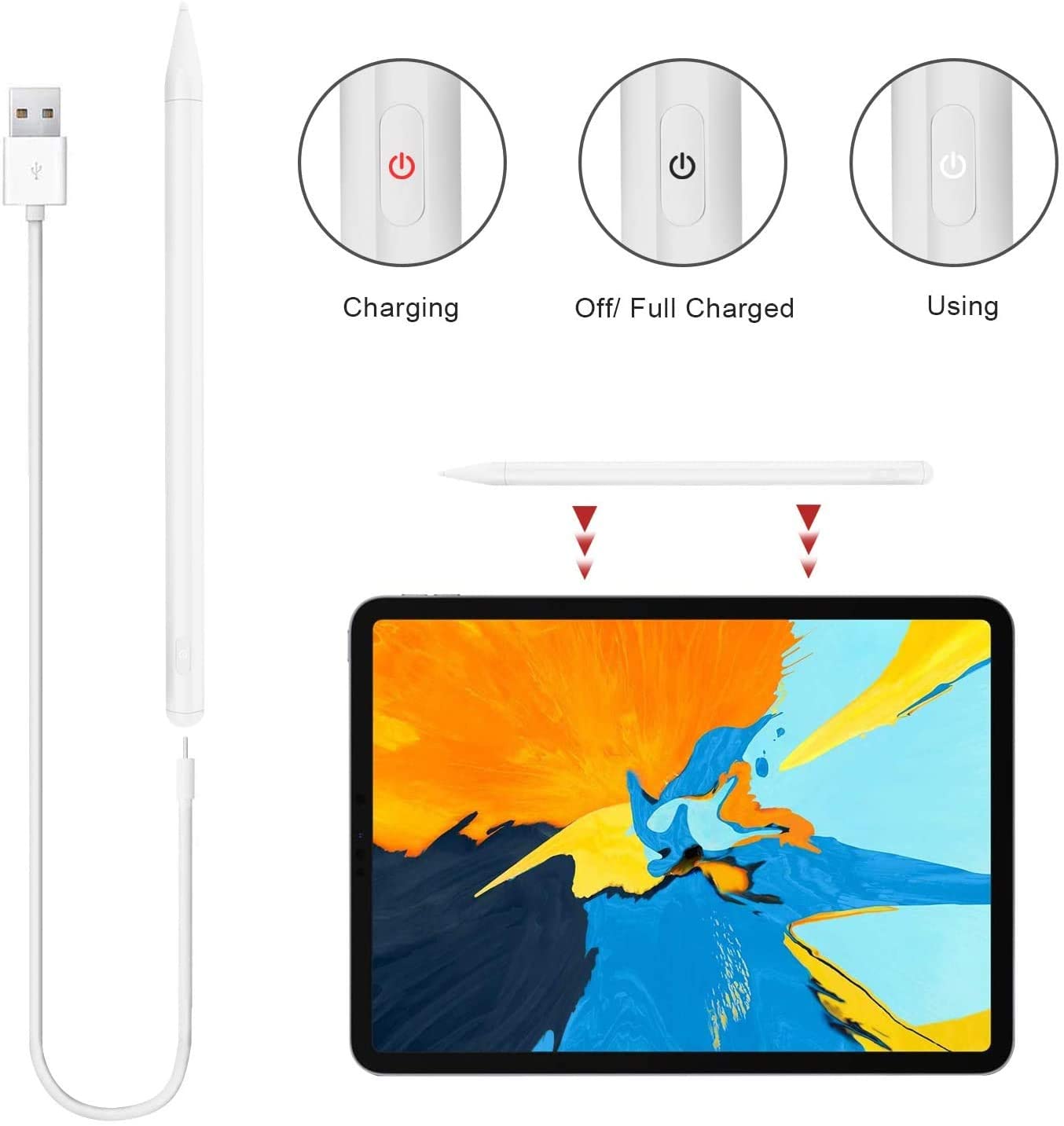 Tilt Pressure Stylus Pen for Apple iPad Pencil iPad Air 4 10.9 Pro 11 12.9 10.2 7th 8th Generation Palm Rejection
