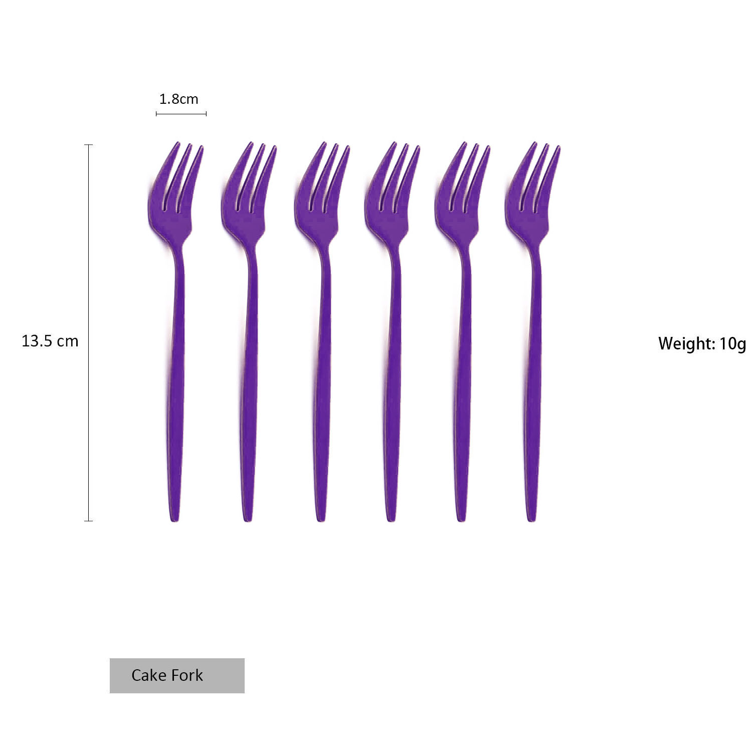 Juego de Mini tenedor para fruta, pastel, aperitivos, té de acero inoxidable, tenedor de fruta, tenedor de postre de arcoíris, tenedor pequeño dorado para ensalada, vajilla, 6 uds.: Morado