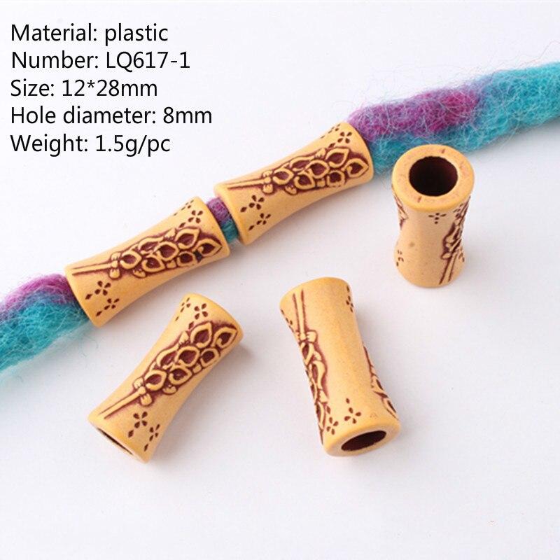 10 sztuk moda drewniane Retro warkocz strach blokada broda koralik z dużym otworem pierścień Tube narzędzie do modelowania akcesoria włosy plecione gumka do włosów: NO.1     10pcs