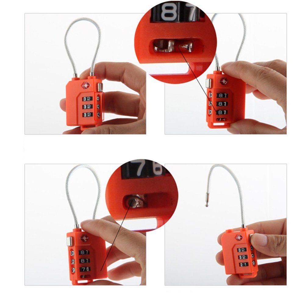 3 Digit Password Lock Steel Wire Security Lock Suitcase Luggage Coded Lock Cupboard Cabinet Locker Padlock