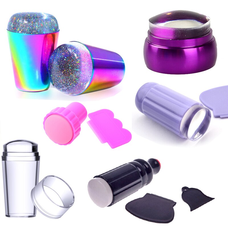 Transparent Head Nail Stamper Scraper Set Silicone Stamper for Nail Art Stamping Plate Template Stamp Tools