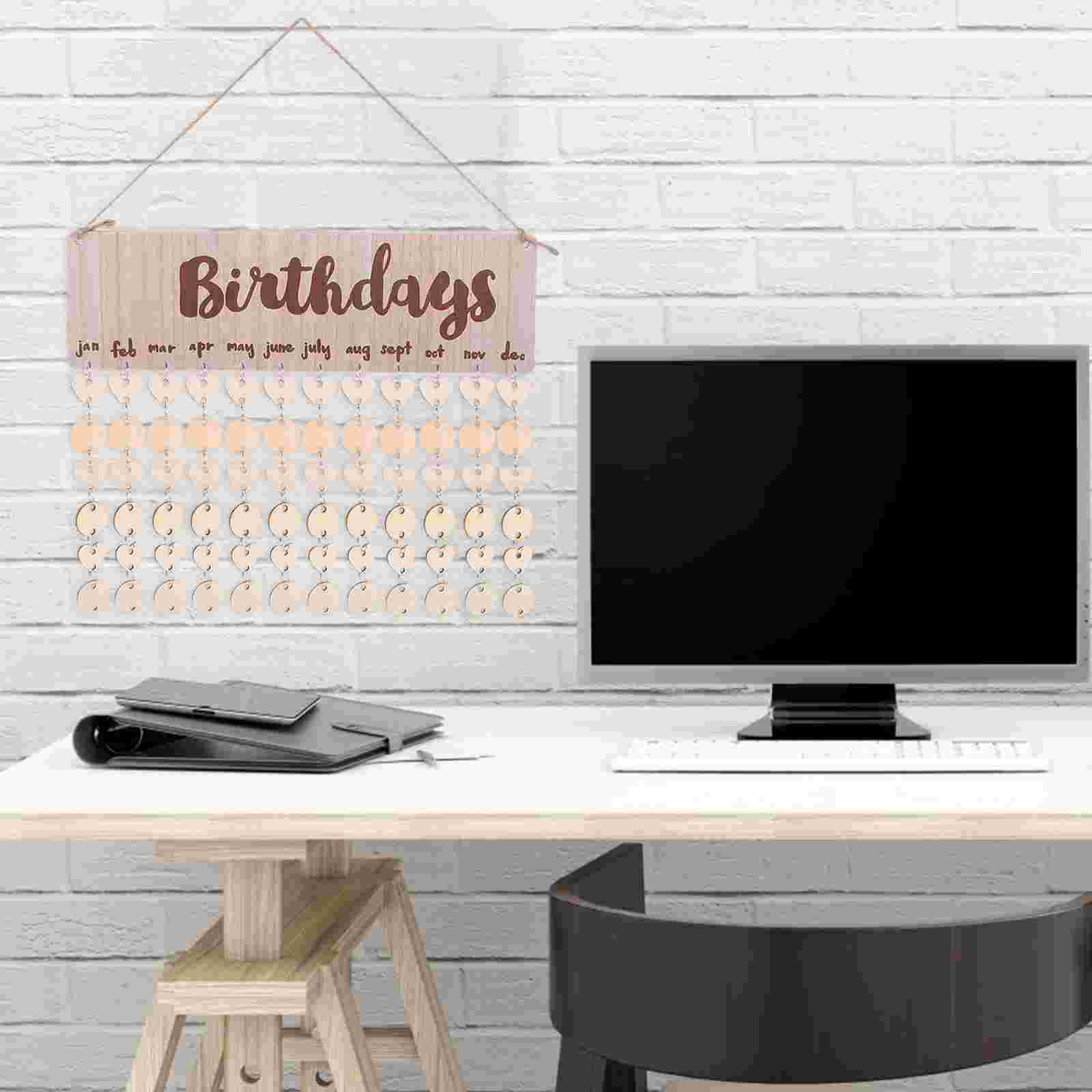 1 Set Wooden Birthdays Calendar DIY Calendar Hanging Decoration for Wedding Anniversary