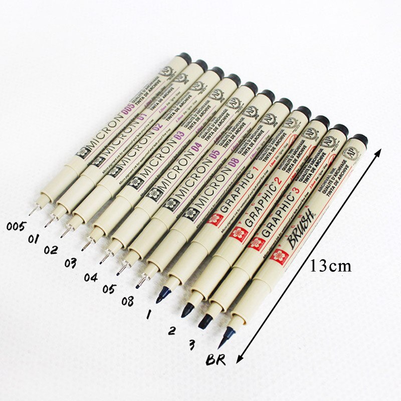 Plastic Multi Purpose Quick Dry Micron Pens Cherry Blossom Signature Pen Hand-drawn Waterproof Sketch Needle Pen Black Ink 1Pcs