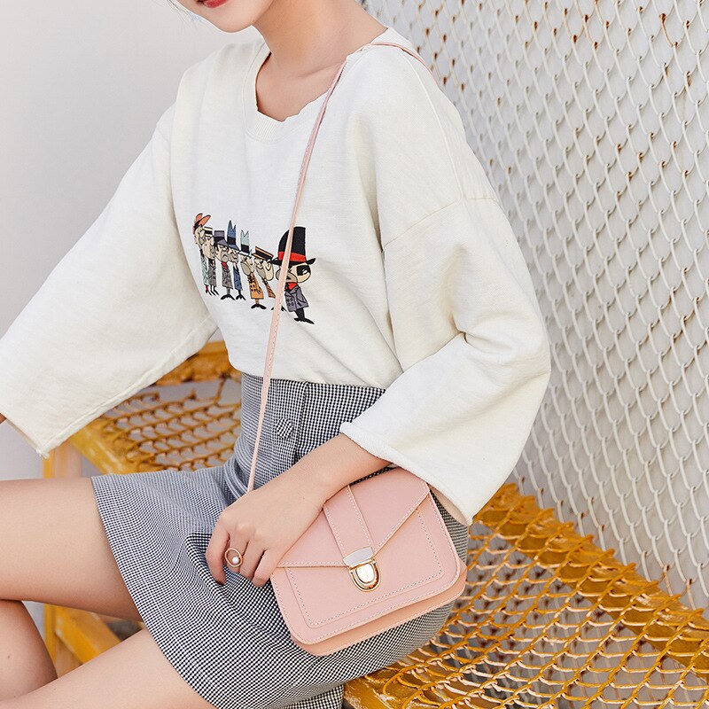 Neue Vertraglich Schloss Umhängetaschen für Frauen PU Leder Reine Farbe Schulter Taschen Weibliche Kleine Tote A182