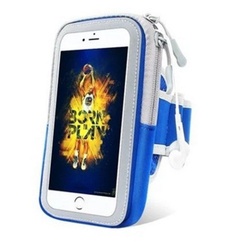 Funda con soporte de móvil para correr, brazalete deportivo con Sensor táctil, para iPhone, Samsung, Xiaomi, HTC: Blue