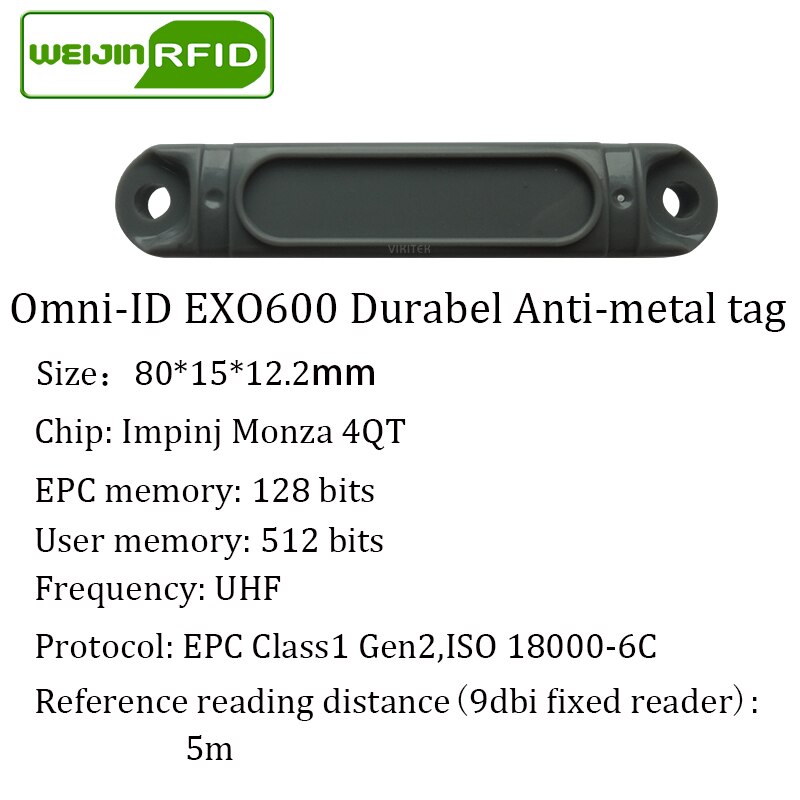 UHF RFID metal tag omni-ID EXO600 915m 868mhz Impinj Monza4QT 10pcs durable ABS smart card passive RFID tags