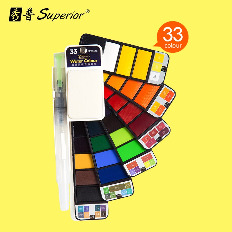 Geavanceerde 18/25/33/42 Solide Aquarel Verf Set, Met Water Borstel Pen, opvouwbare Reizen Aquarel Verf, Voor Leren Schilderen: 33 colors