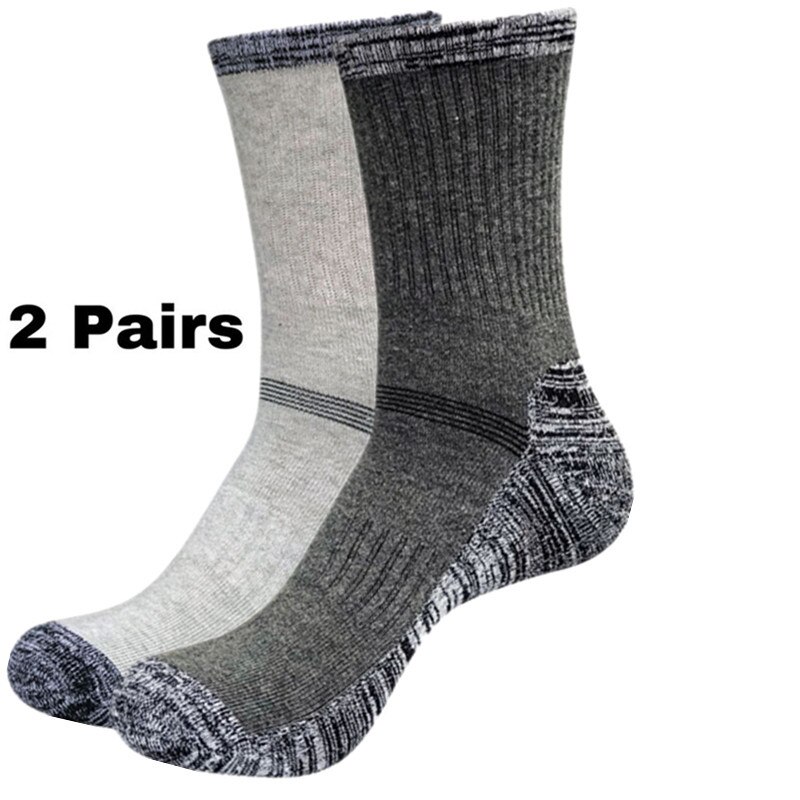 2 Paare Socken Nahtlose Thermische Verdicken draussen Sport Socken Fahrrad Schuhe Wolle Haufen Männer Schlafen Socken Für Männer EU 39-44 Meias: LightGray DeepGray