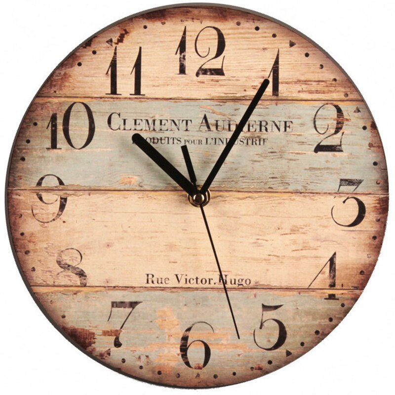 Vintage Wall Clock 25cm Tuscan Style Quartz Wall Clock Retro Roman Numeral Clock Wooden Clock Living Room Wall Decoration