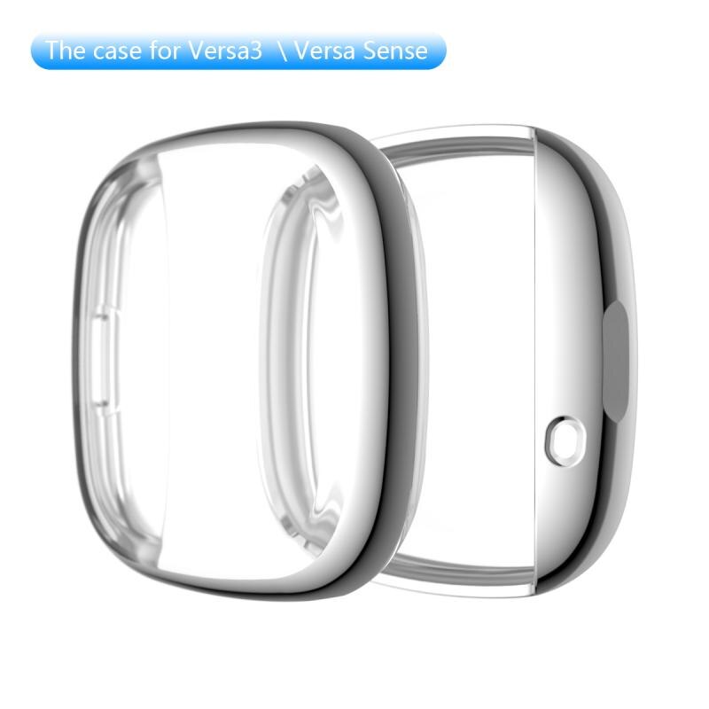 Screen Protector Soft TPU Cover For Fitbit Versa 3/Sense Watch Case Lightweight Bumper Scratch-resistant Shell Accessories: sliver