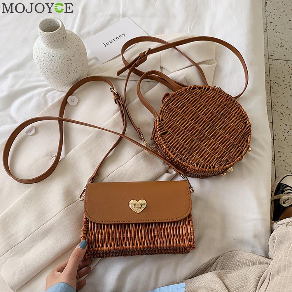 Dames stro handtas messenger bag winkelen geweven pu strand kleine portemonnees klassieke crossbody schoudertas
