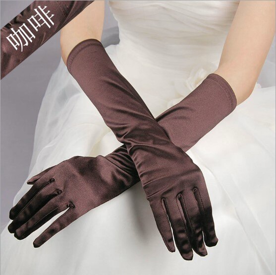 10 Stk/partij 20 Kleur 38Cmwomen Dame Dansen Prestaties Lange Paarse Handschoenen Mode Avondfeest Handschoen: Coffee