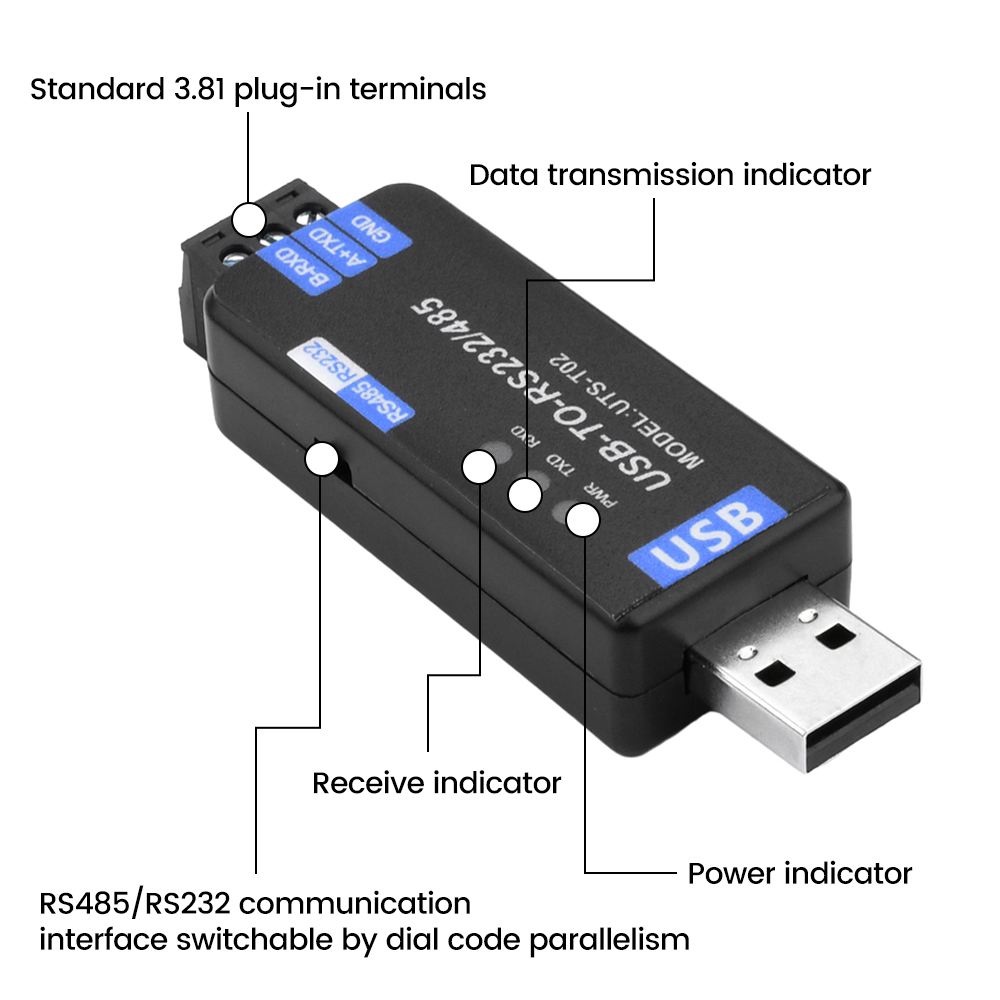 USB to RS485/RS232 Communication Module Bidirectional Half-duplex Serial Line Converter Communication Module
