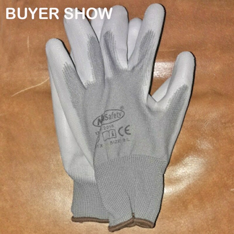 24 Pieces/12 Pairs Mechanic Protective Glove with PU Nitrile Rubber Coated Palm Safety Work Gloves CE 4131X