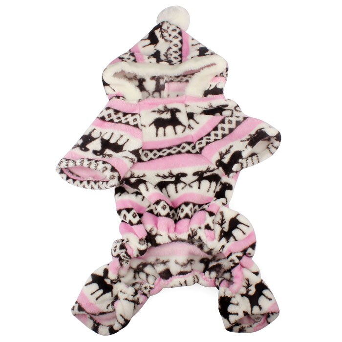 1 Pza ropa de perro mascota cálido Mono para cachorro con capucha abrigo para perros ropa de invierno cálido copo de nieve suave lana Chihuahua perros ropa: Pink / M