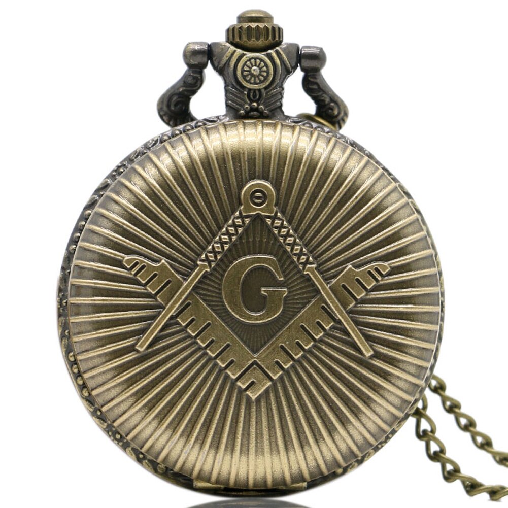 Klassisk bronze lommeur herre sarte frimurere med g tilbehør frimurer ure slim kæde vedhæng reloj masonico tilbehør: 1