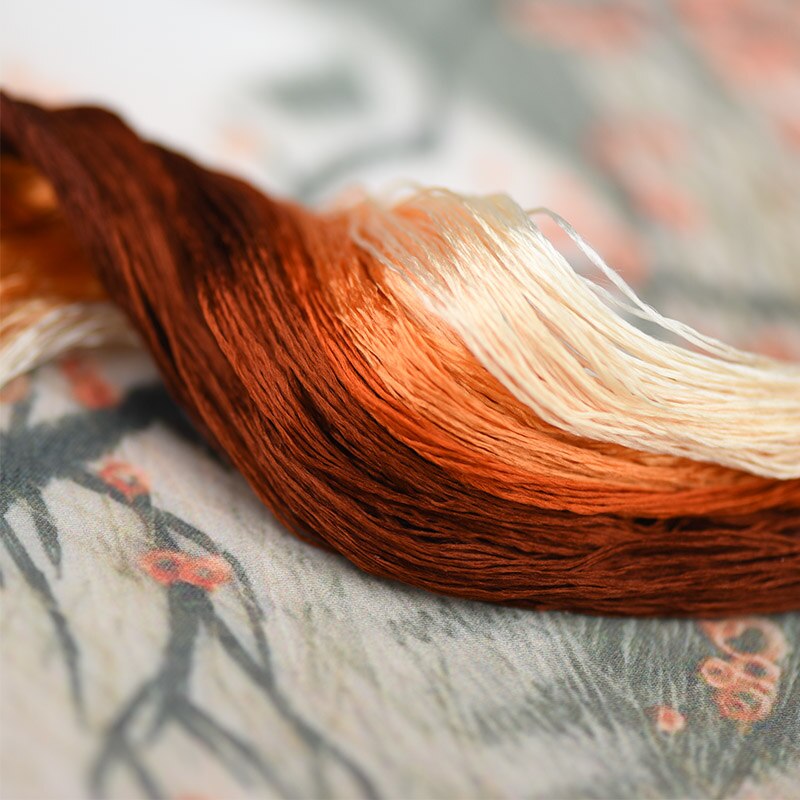silk embroidery thread / 100% silk thread /hand embroidery embroider cross stitch/Reddish brown/12 gradient colors
