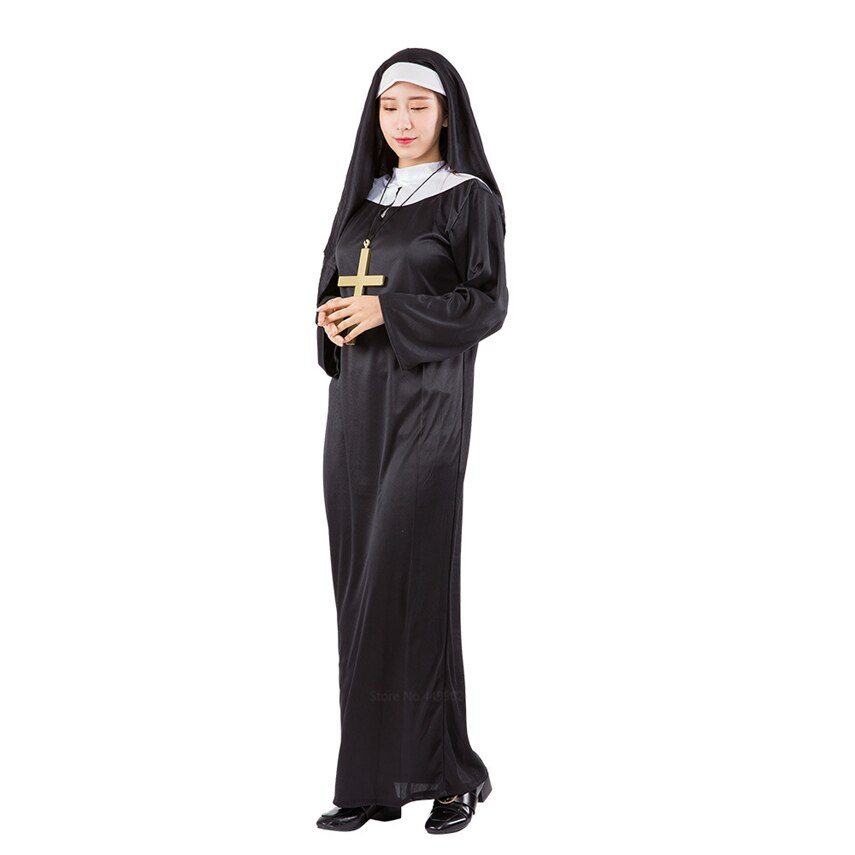 Halloween kostumer til kvinder mænd voksen middelalderlig cosplay præst nonne missionær karneval fest præstation udklædning tøj kåbe
