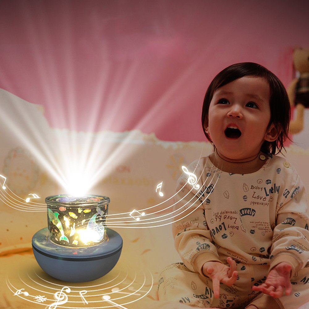 Gwiaździsta lampa projektora doprowadziło romantyczna marzycielska obrotowa lampka nocna walentynki prezent urodzinowy dla dzieci pozytywka