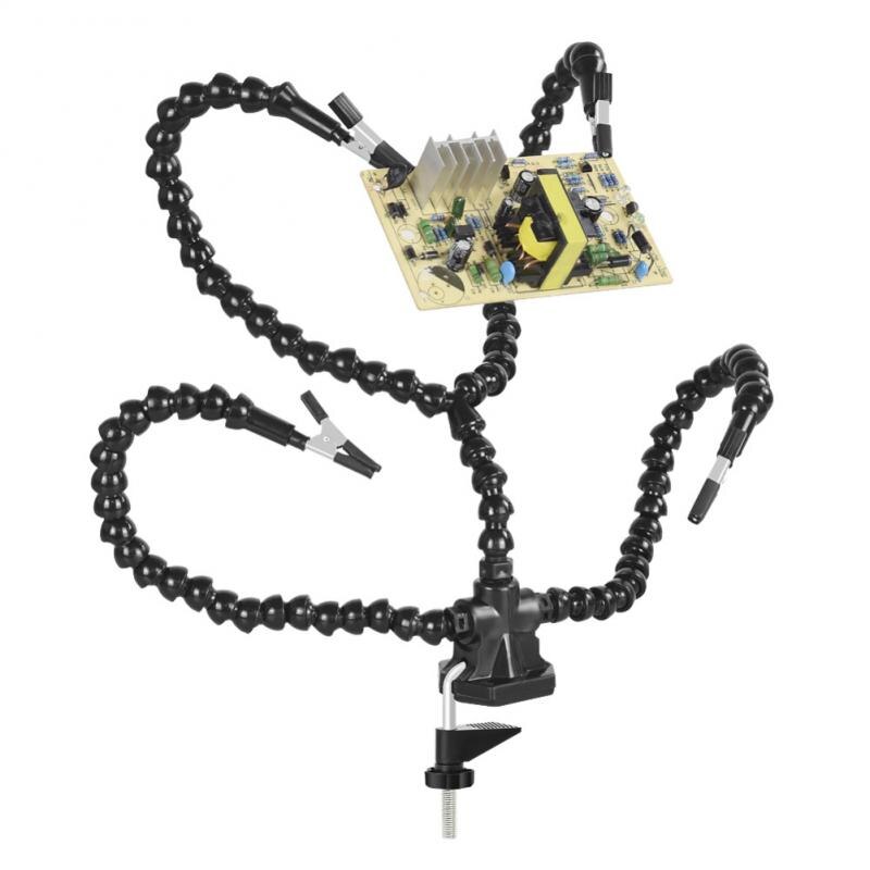 Welding Desk Clip PCB Soldering Holder 3X Magnifier With LED Light Welding Helping Hand Flexible Arm Soldering Hand Tool Clamp