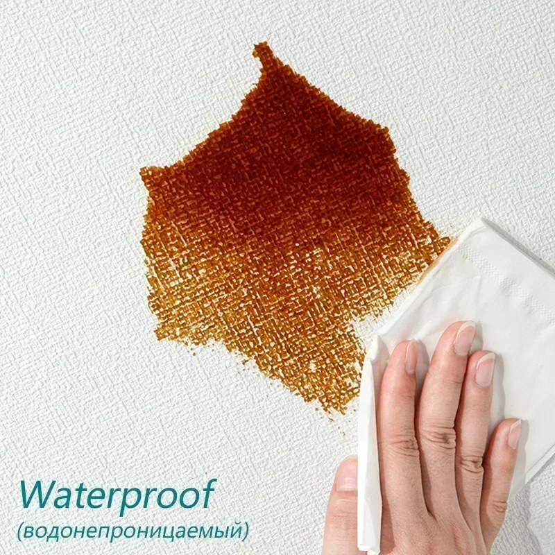 Adhesivo de pared de lino autoadhesivo, papel tapiz, Panel de revestimiento de paredes impermeable para sala de estar, baño, dormitorio, decoración Interior