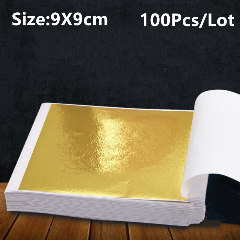 9X9Cm 100 Vel Art Craft Imitatie Gold Sliver Folie Papers Kleurrijke Bladgoud Vellen Vergulden Diy Craft decor Vergulden Decoratie