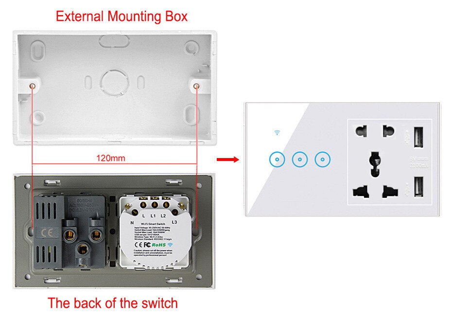 Wall Switch Socket Dark 146*86*32mm Standard Switch and Socket Switch Socket Base Switch Bottom Box Electrical Box Accessories