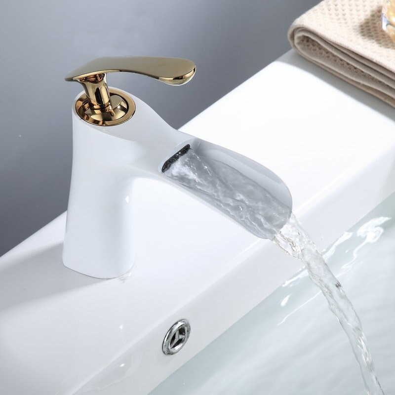 Sort guld badeværelse håndvaskarmatur og kold blandingsbatteri sort messing toiletvask vandkran vandfald