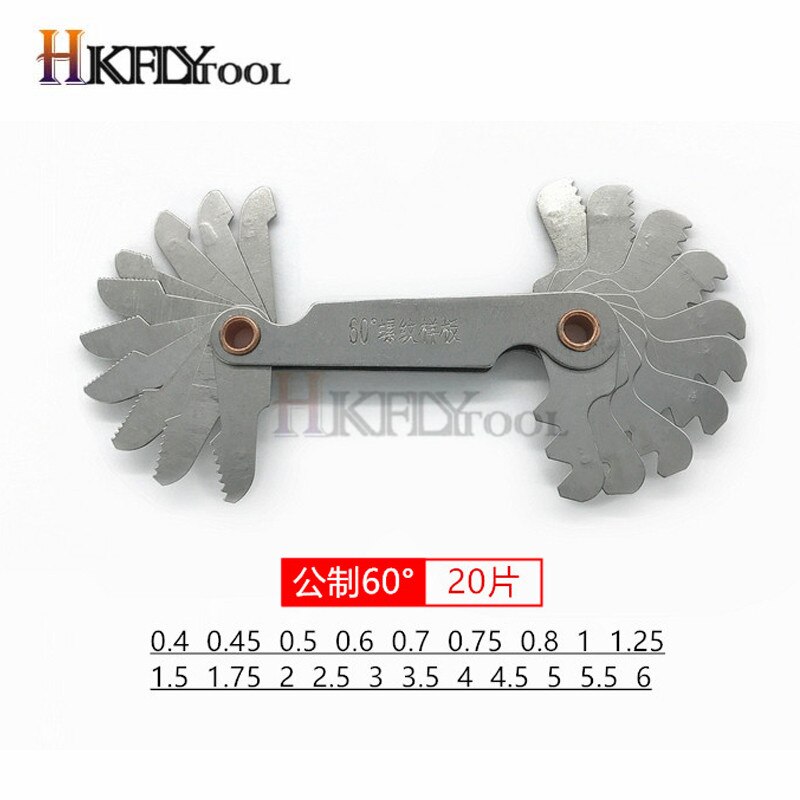 Screw Gauge Set Whitworth 55 Degree &amp; Metric 60 Degree Grip Whitworth Screw Thread Pitch Gauge Measuring Gauging Tools: 1PC 60 Degree