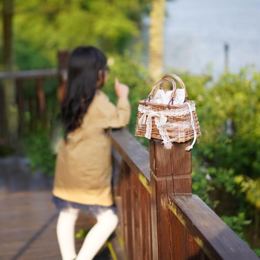 Children's Mini Hand Woven Basket Handbag Mini Handbag Cute Woven Basket Purse For Little Girls Toddlers