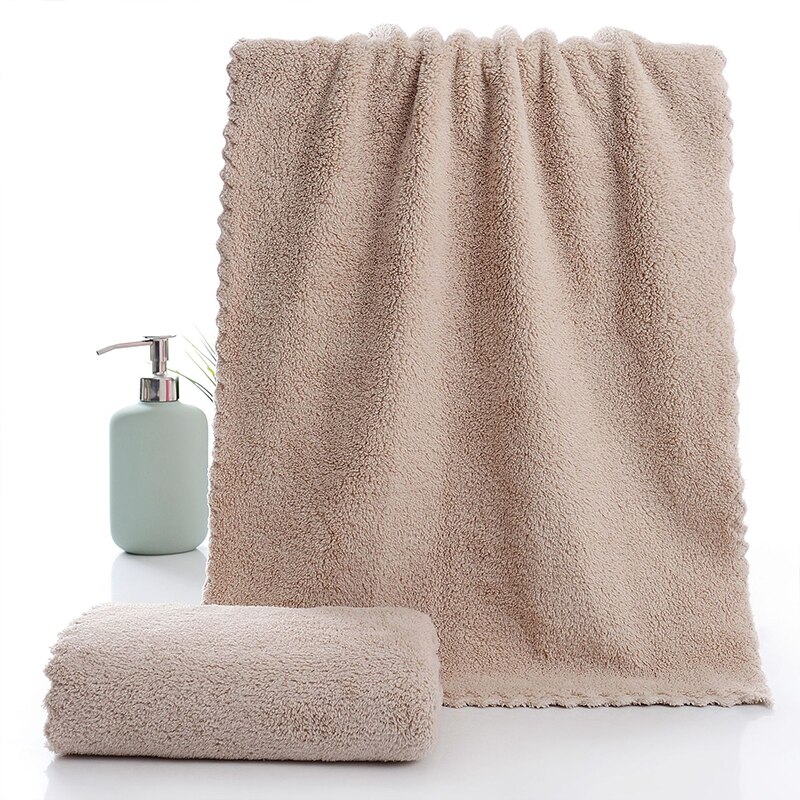 Solid Color Coral Velvet Towel Microfiber Absorbent Towel Home Shower Hair Face Hand Towel Breathable Comfort Clean Supplies: light brown
