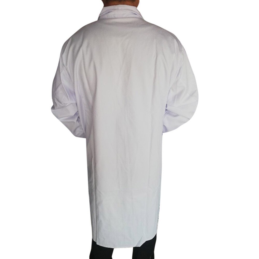 Women Men Lab Coat Long Sleeve White Outwear Long Coat With Pockets Unisex Work Wear Clothing Button Casual Coat Outwear #T1P
