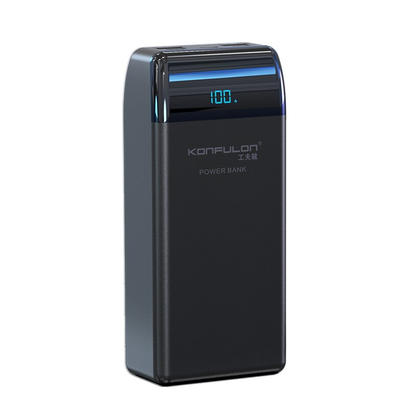 Power bank  qc 3.0 18w powerbank 30000 mah 22.5w vooc digitalt display ekstern batterioplader  pd 18 w til iphone huawei / laptop: Sort