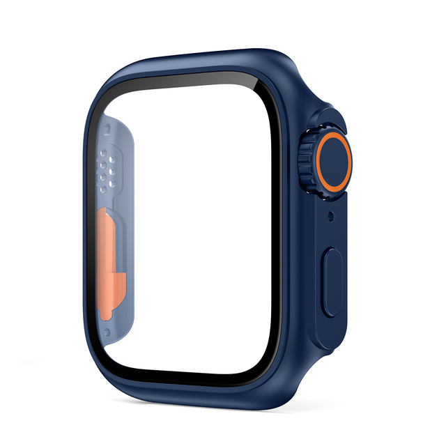 Displayschutzfolie für Apfel Uhr-Gehäbenutzen 46 mm, 42 mm, 45 mm, 40 mm, 44 mm, 41 mm, PC-Abdeckung + Glasfolie, Wechsel zu Ultra-Serie 10, 9, 8, 7, 6, 5, 4 SE