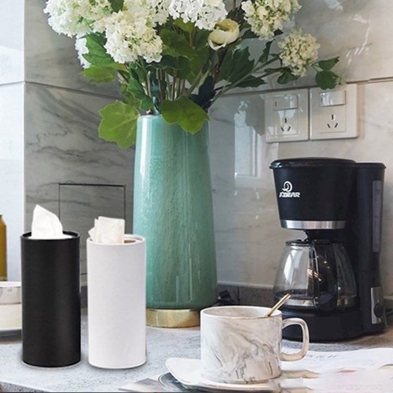 Cylinder servietæsker praktisk husholdningstilbehør subfilm servietrør til bil serviet organizer servietæske organizer sort