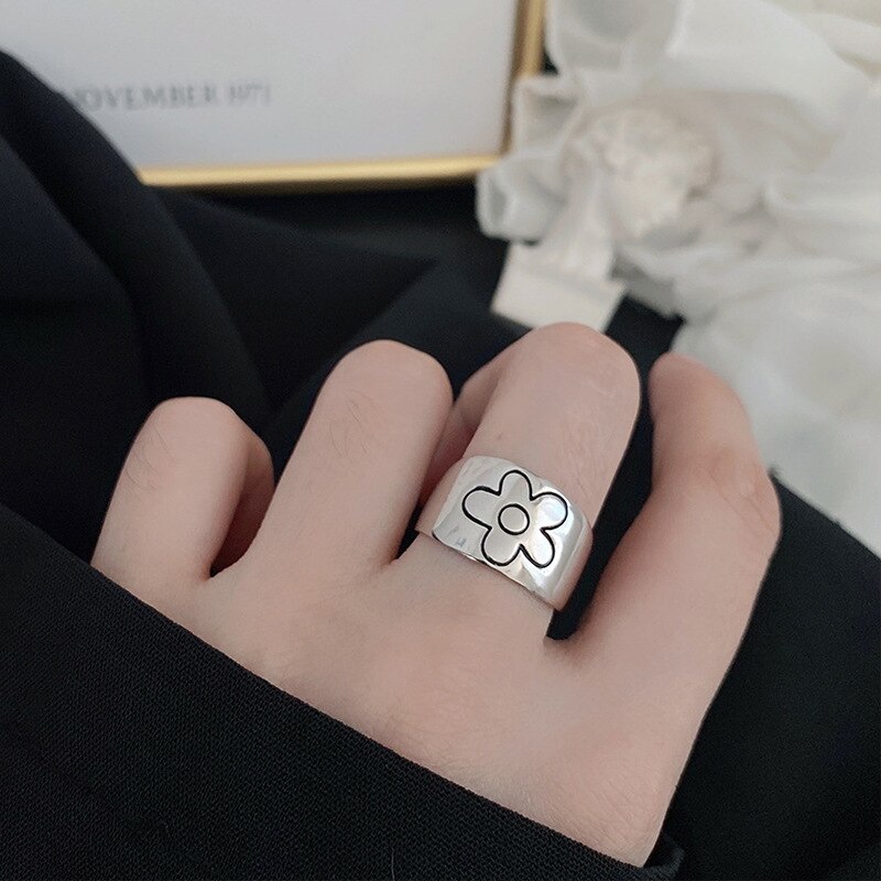 Stile Punk in metallo che ripristina antichi modi è rosso e nero anello a catena anello anello anello donna gioielli da sposa regalo: 4