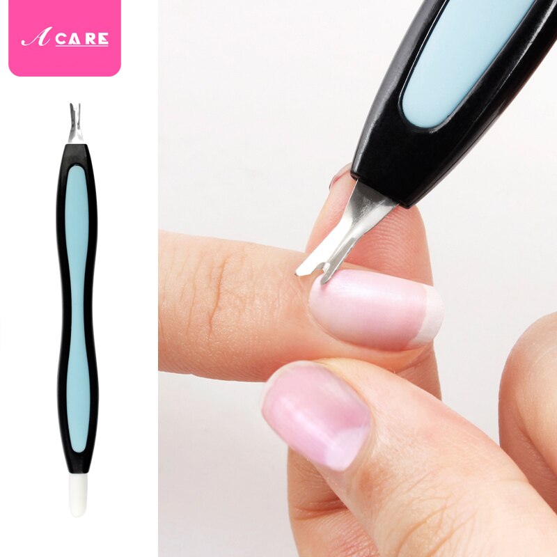 2 pçs empurrador de cutícula rosa macio manicure vara de borracha pressão caneta haste dead skin fork peeling faca trimmer removedor de unhas