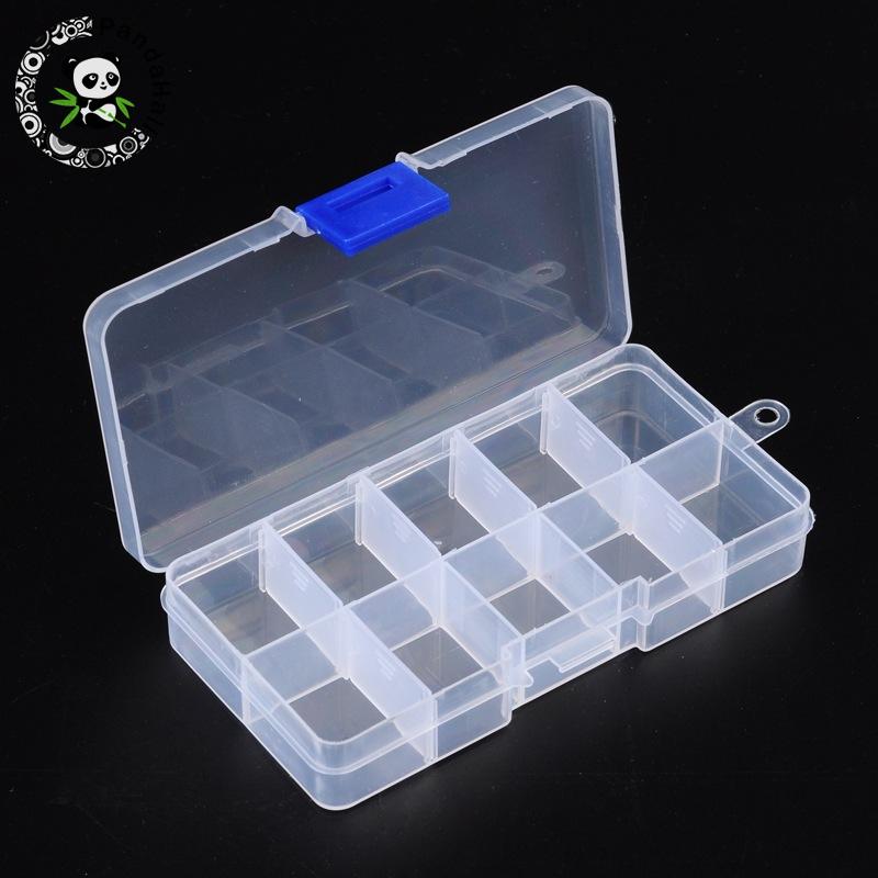 10 compartiment Kralen Containers Organiser Opslag Plastic Doos voor Loom Kralen Nail Art Kralen, 7x13x2.3 cm, 15 Units/lot