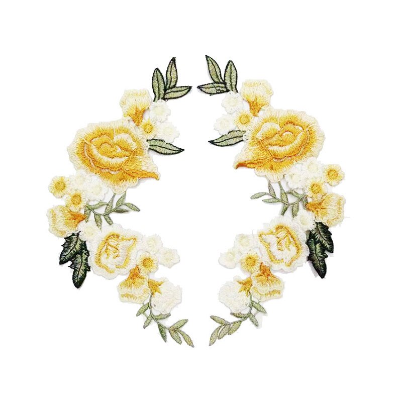 DIY Kleding Patch 1 PC/2 PCS Voor Jeans Badges Zak Naaien Borduren Ambachten Sticker Rose Bloem kleding Accessoires Applique: Yellow A