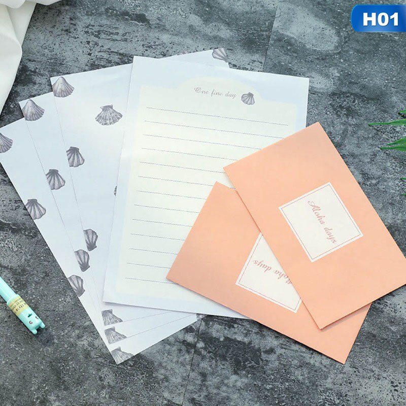 Letter Envelope Paper Korean Stationery Aesthetic Lovely Little Fresh Fragrance Paper Envelope Letter Set: H01