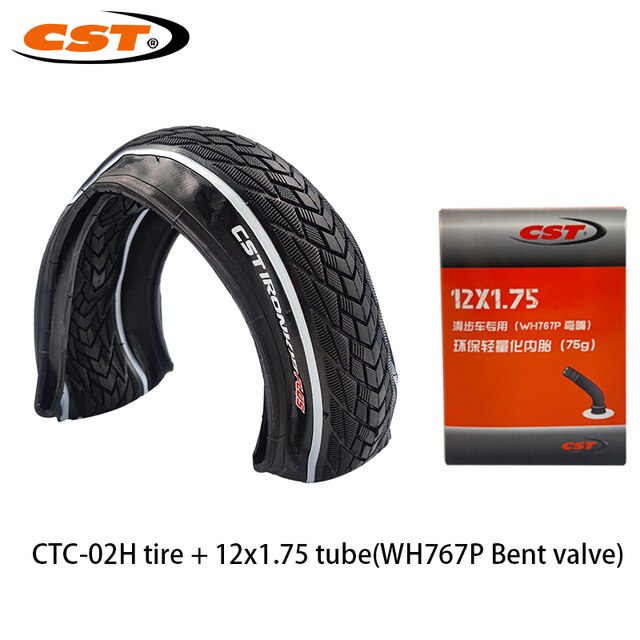 Pneu de vélo pliable 12 pouces pour enfants, 12x1.75, 44-203, C-TR1N, CTC-02H, avec Tube, 120TPI: CTC-02H Bent Tube