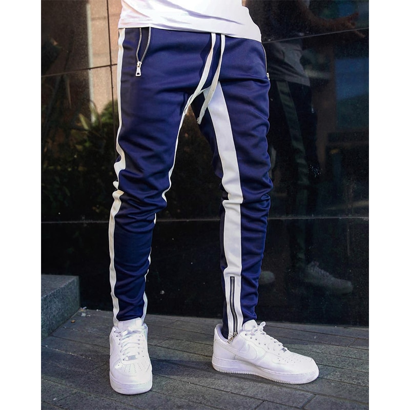 PUNEMY Side Stripe Letter Printing Hop Men's Trousers Pants Lace Up Joggers Pants Loose Streetwear Men Sweatpants