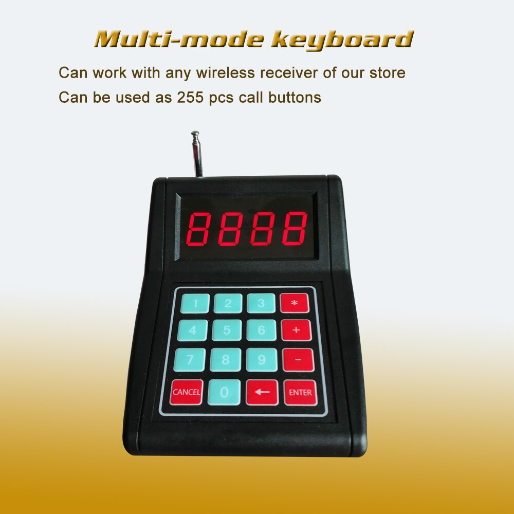 Wireless Paging System Keypad for Restaurant Kitchen Coffee Waiter Shop Long Distance Antenna Keyboard Transmitter Pager