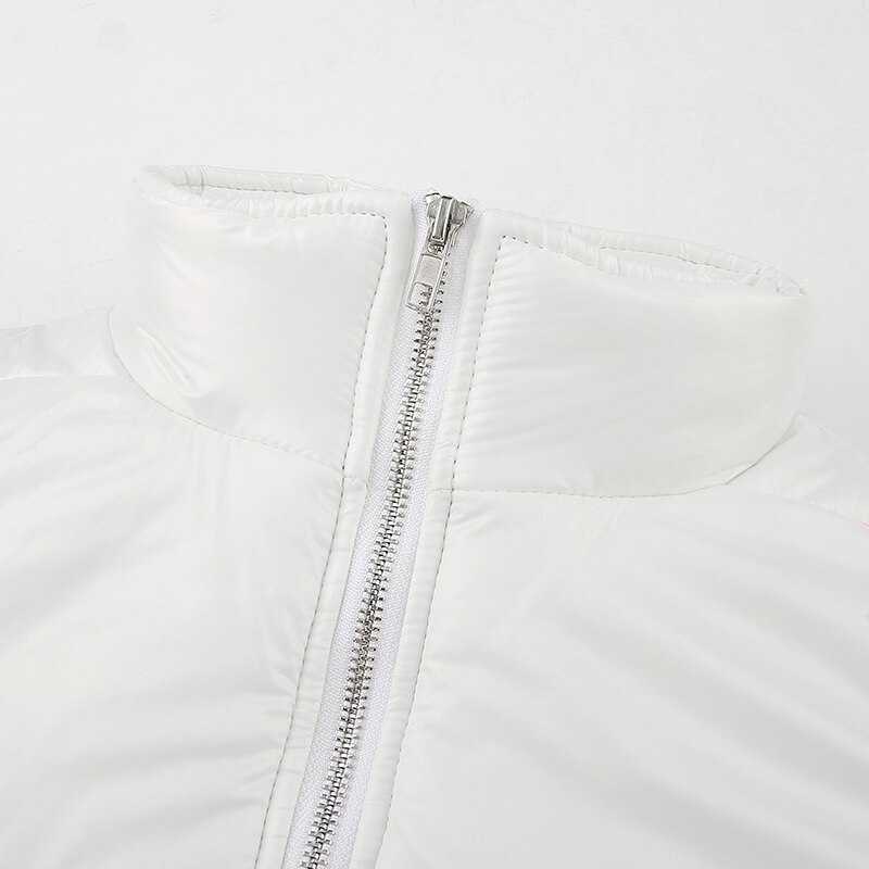 Rockmore-Parka de cuello alto con cremallera blanca para mujer, abrigos y chaquetas de invierno para mujer, tops gruesos, Parkas, ropa de calle, chaqueta con bolsillos